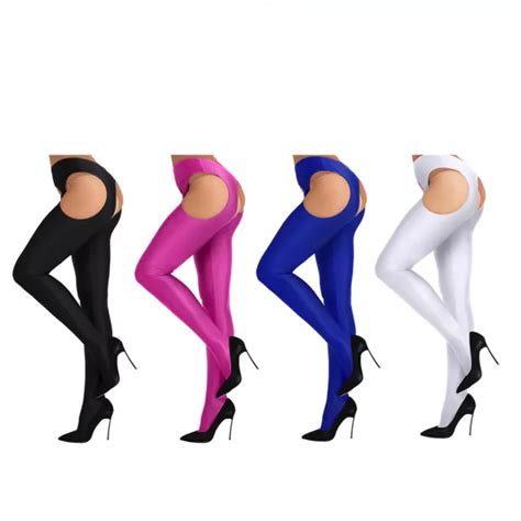 SISSY FEMMES ENTREJAMBE ouvert suspension à bas long culotte collants culotte lingerie EUR