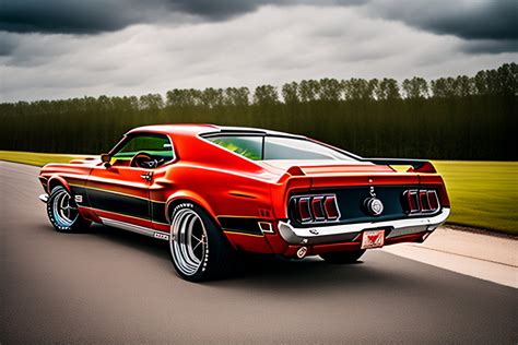 Lexica Photoshoot 1969 Ford Mustang Ss Cragar Wheels Gas Station In Background Gasser