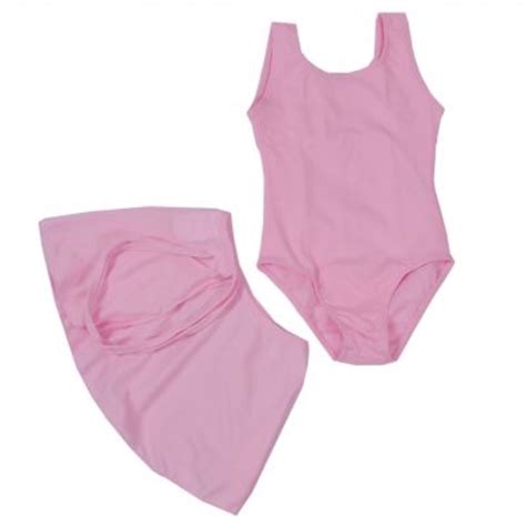 Roupa De Ballet Infantil Kit Collant Regata E Saia Transpassada Rosa