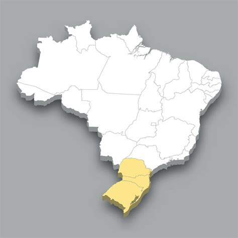 South Region Location Within Brazil Map 25355745 Vector Art At Vecteezy