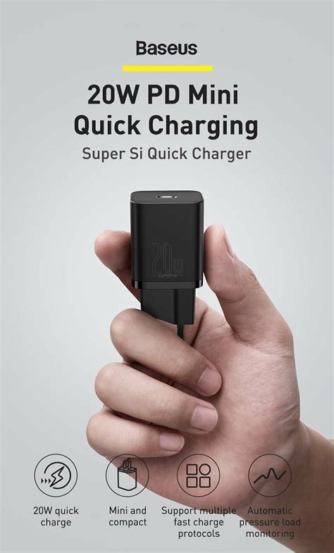 Baseus Chargeur Mural Rapide Super Si 1c Usb Type C 20 W Power Delivery Noir Fiche Technique Et