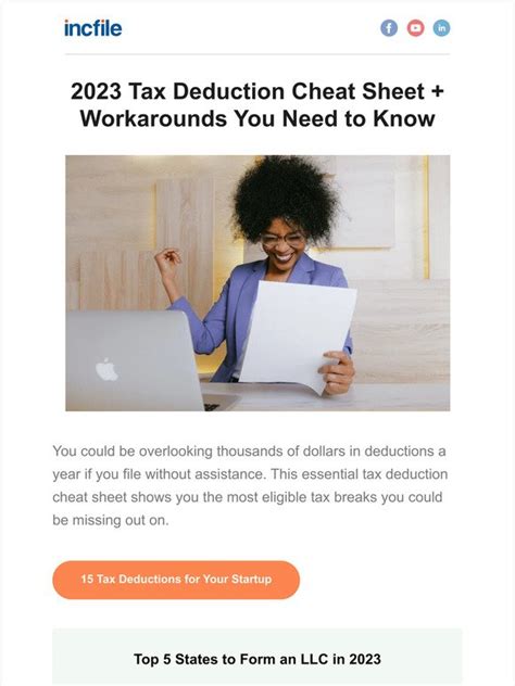 INCFILE.COM LLC: 2023 Tax Deductions Cheat Sheet You Need To Know | Milled