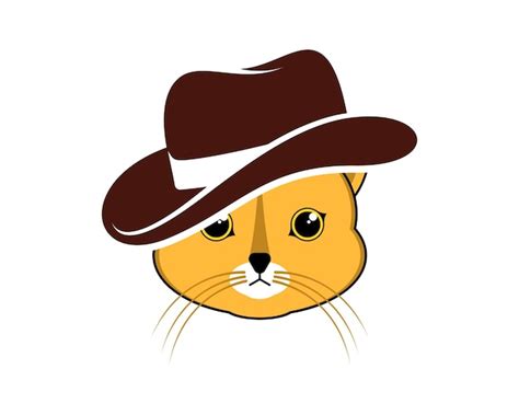 Cabeza De Gato Con Sombrero De Vaquero Vector Premium