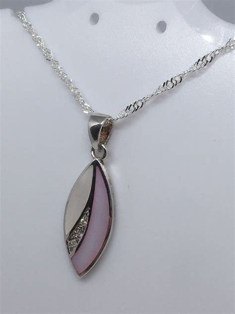 Mother Of Pearl Teardrop Vintage Pendant Sterling Silver With Cubic