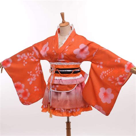 Graceart Japanese Yukata Kimono Costume Anime Cosplay Robe Orange