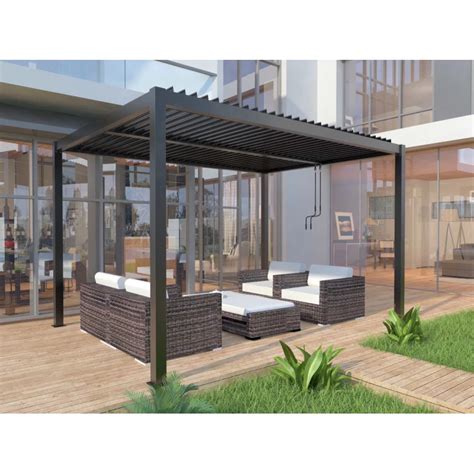 Pergola Bioclimatique Autoportante En Aluminium Anthracite 4x3m X