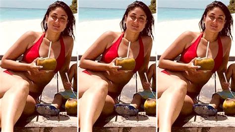 Kareena Kapoor Khan In Red Bikini Taimur Ali Khan Saif Ali Khan Beach