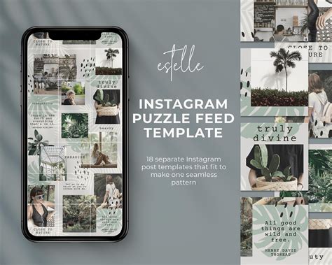 Canva Instagram Puzzle Feed Template Instagram Grid Layout Etsy