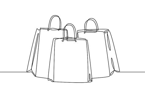 Premium Vector Paper Shopping Bags Continuous Line Drawing