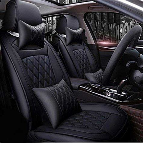 Maruti Suzuki Swift Pu Leatherate Luxury Car Seat Cover With Pillow And Neck Rest All Black With