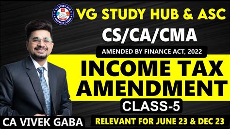 Income Tax Amendment Class 5 CS CA CMA June Dec 23 CA Vivek