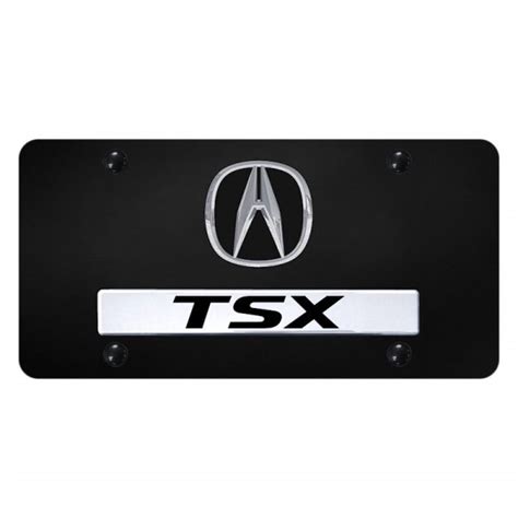 Autogold D Tsx Cb Black License Plate With D Chrome Acura Tsx Logo