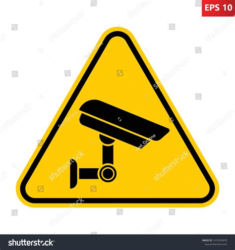 Caution Cctv Camera Operation Sign Vector