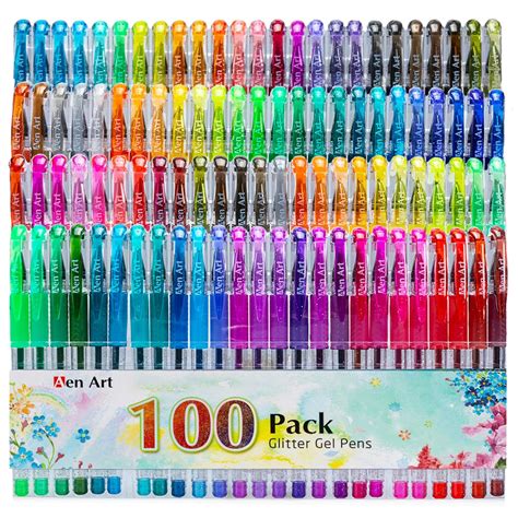 Aen Art Glitter Gel Pen Set Of Unique Colors Glitter Pens With Grip