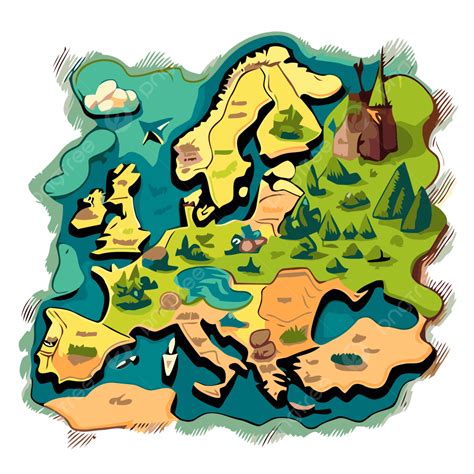 Cartoon Europe Map Icon In Comic Style Europe Vector Image Images