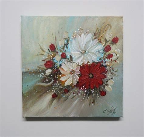 Acrylbild Blumenstrauss Vintage Look Blumenmalerei Auf Leinwand