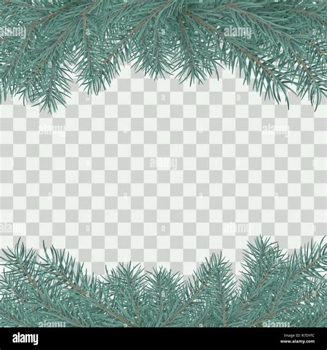 Fir Branch Border Winter Holiday Decoration Element On Transparent