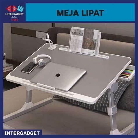 Jual Meja Lipat Laptop Belajar Foldable Bed Table With Usb Port