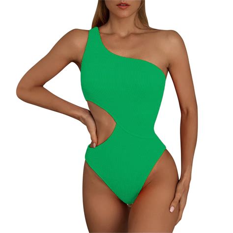 Ersazi Bathing Suit For Women Swimsuit Shoulder Bikini Solid Hollowed