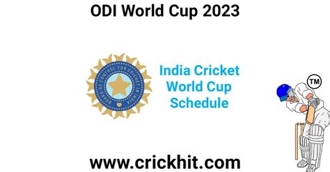 India Cricket World Cup Schedule 2023 Crickhit