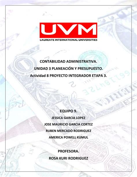 Actividad Numero 8 En Equipo Uvm Contabilidad Administrativa UVM