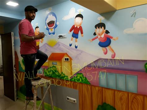 PLAY SCHOOL WALL PAINTING: DAY CARE ROOM CARTOON BEST WALL MURALS IN MUMBAI