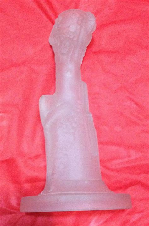Frosted Glass Nude Woman Vintage Art Deco Lady Candlestick Holder High