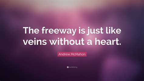 Andrew McMahon Quote: “The freeway is just like veins without a heart.”