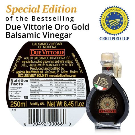 Special Edition IGP Oro Gold Balsamic Vinegar With Pourer By Due