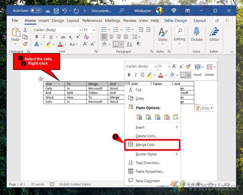 Can You Merge Table Cells In Word