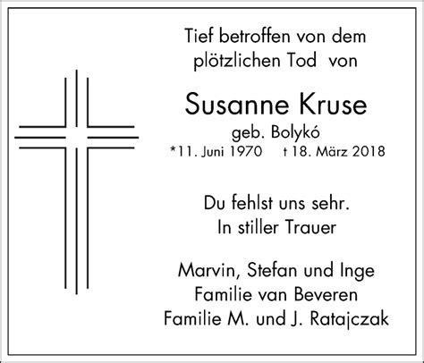 Traueranzeigen Von Susanne Kruse Trauer In NRW De