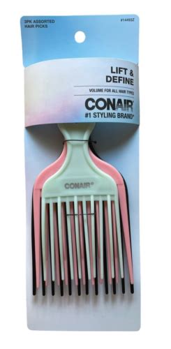 Conair Lift Define Hair Pick Combs Assorted Colors 3 Count EBay