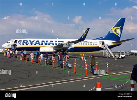 Ryanair flight at La Rochelle airport, Charente Maritime, France Stock ...