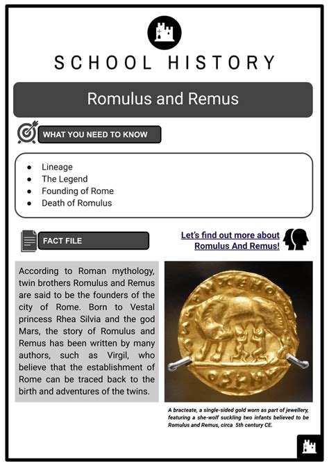 Romulus And Remus Legend Founding Of Rome Worksheets For History