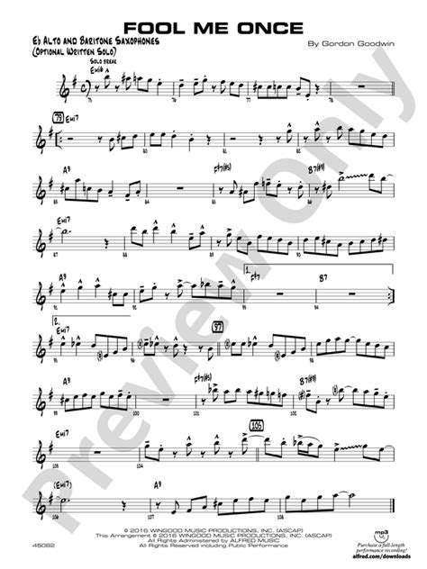 Fool Me Once Eb Alto Sax Optional Solo Eb Alto Sax Optional Solo Part Digital Sheet Music