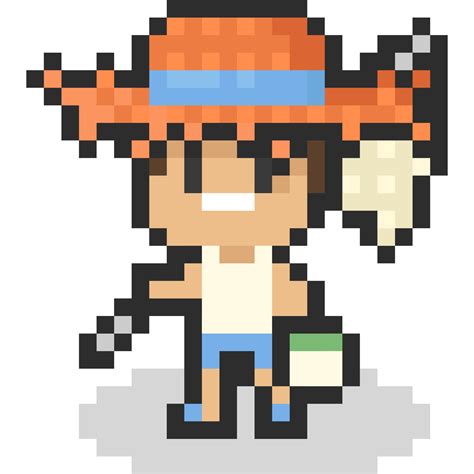 Pixel art cartoon kid bug hunter character 31098256 PNG