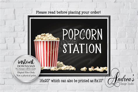 Popcorn Station Sign Wedding Popcorn Station Party Popcorn | Etsy