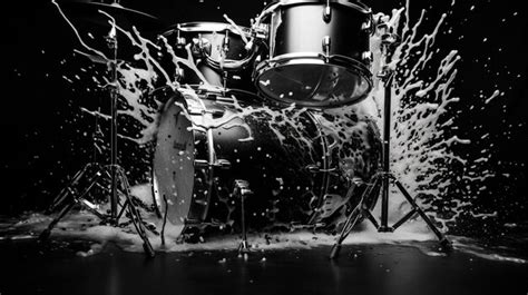 Premium Photo | A metal drum on a black background