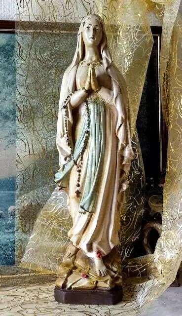 GRANDE STATUE SAINTE Vierge Marie Notre Dame De Lourdes Platre Statua