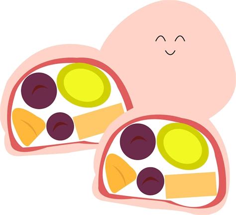 Premium Vector | Japanese pink mochi emoji vector kawai