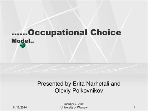 Ppt Occupational Choice Model Powerpoint Presentation Free