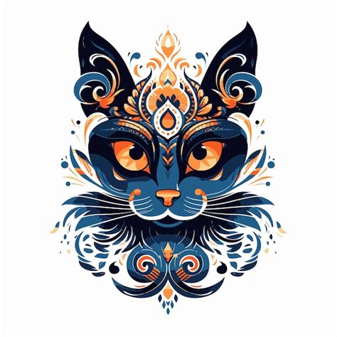 Premium Vector Ornate Cat Illustration