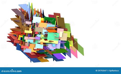 Fragmented Multiple Color Abstract Sharp Shape Stock Illustration