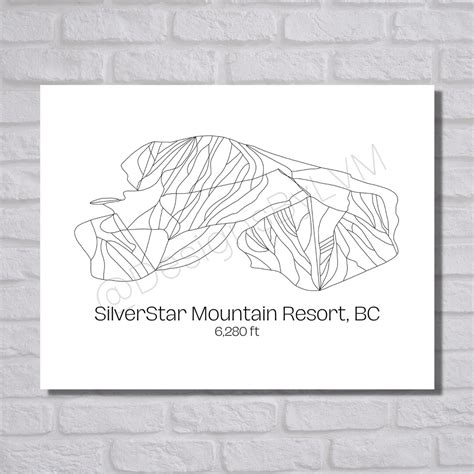 Ski Hill / Trail Map Art Silverstar Mountain Resort, British Columbia digital Print - Etsy