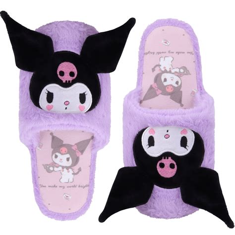 Roffatide Anime Kuromi Slippers Plush Slippers Furry Indoor Slide