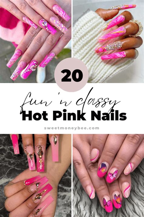 20 Hot Pink Nails Sweet Money Bee