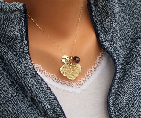 Gold Aspen Leaf Necklacepersonalized Aspen Necklaceaspen