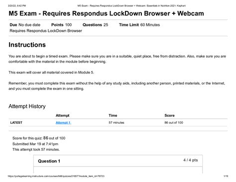 M5 Exam Requires Respondus LockDown Browser Webcam Essentials In