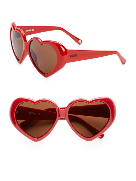 Moschino Retro Heart Sunglasses in Red | Lyst