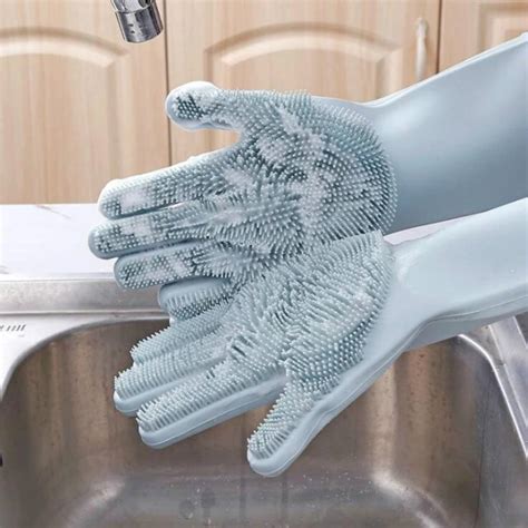 Dish Washing Gloves With Scrubber Etrolley Pk